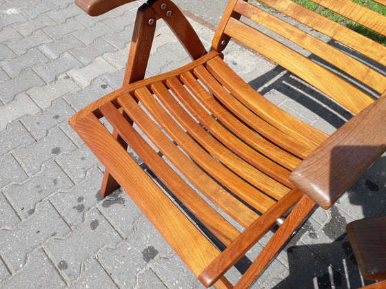 Image 1 of 2 Teak booth chairs, foldable