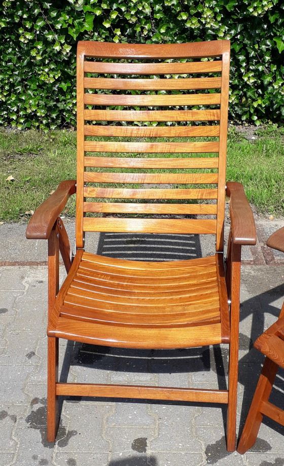 Image 1 of 2 Teak booth chairs, foldable