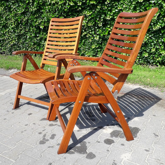 Image 1 of 2 Teak booth chairs, foldable