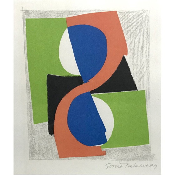 Image 1 of Vintage color lithograph by Sonia Delaunay, 1970