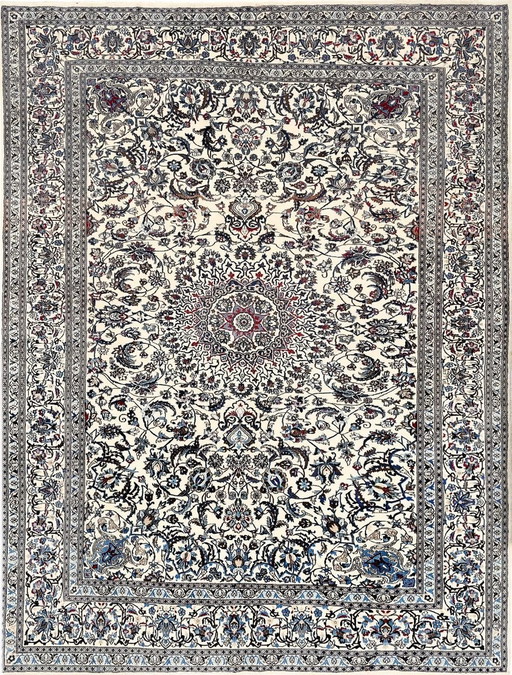 Original Hand-Knotted Persian Carpet Nain 9 La With Silk 390 X 297 Cm Top Condition