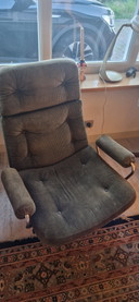 Vintage green recliner swivel armchair