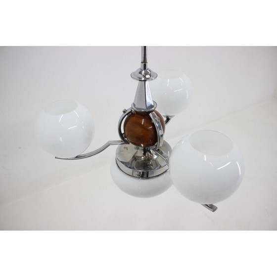 Image 1 of Vintage Art Deco opaline chandelier, Czechoslovakia 1930