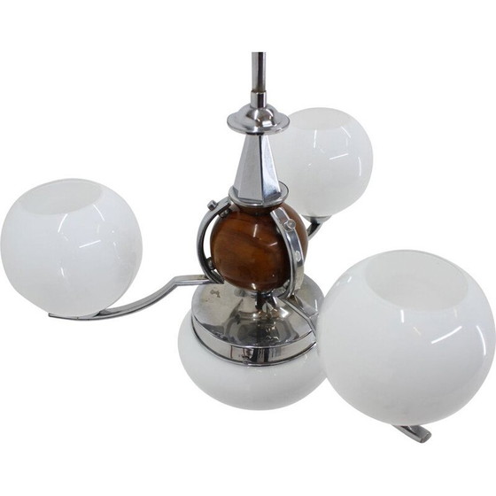 Image 1 of Vintage Art Deco opaline chandelier, Czechoslovakia 1930