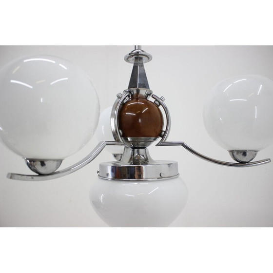 Image 1 of Vintage Art Deco opaline chandelier, Czechoslovakia 1930