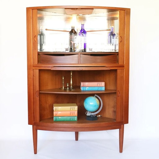 Johannes Andersen Corner Cabinet Bar Cabinet Teak Tambour Doors