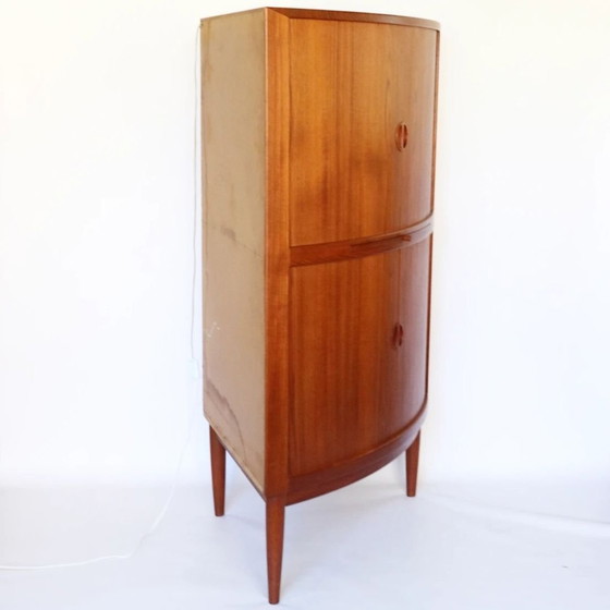 Image 1 of Johannes Andersen Corner Cabinet Bar Cabinet Teak Tambour Doors