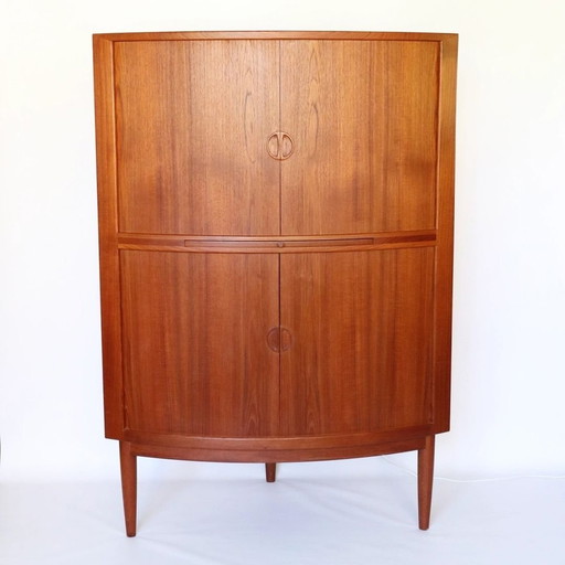 Johannes Andersen Corner Cabinet Bar Cabinet Teak Tambour Doors