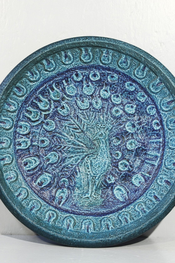 Image 1 of Large Vintage Ceramic Peacock Dish Design Ceramano West Germany 1960S