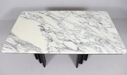 Mid - Century dining table with Carrara marble top, Italy, 1970s