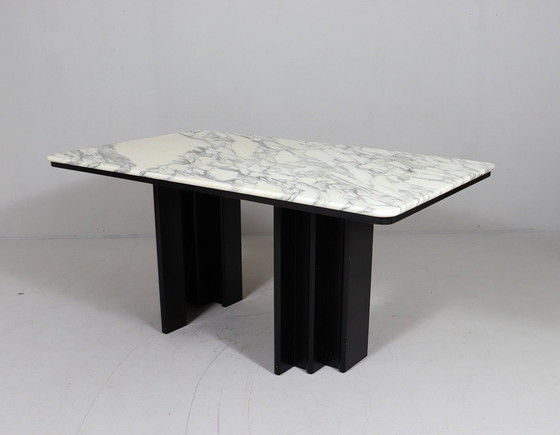 Image 1 of Mid - Century dining table with Carrara marble top, Italy, 1970s