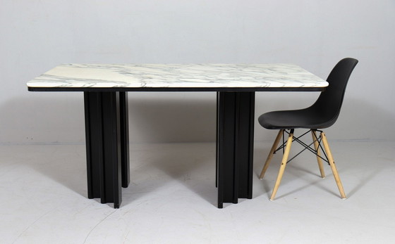 Image 1 of Mid - Century dining table with Carrara marble top, Italy, 1970s