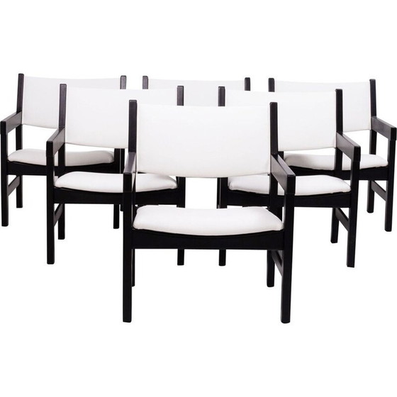 Image 1 of Set of 6 mid century dining chairs in white by Hans Wegner for GETAMA