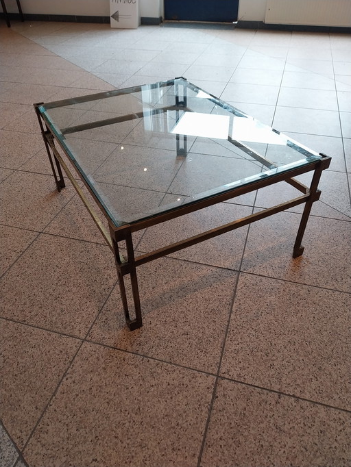 1 x Table basse en laiton des années 1970 par Peter Ghyczy 103 x 78 x 45cm