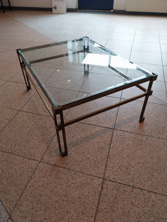 Image 1 of 1 x Table basse en laiton des années 1970 par Peter Ghyczy 103 x 78 x 45cm