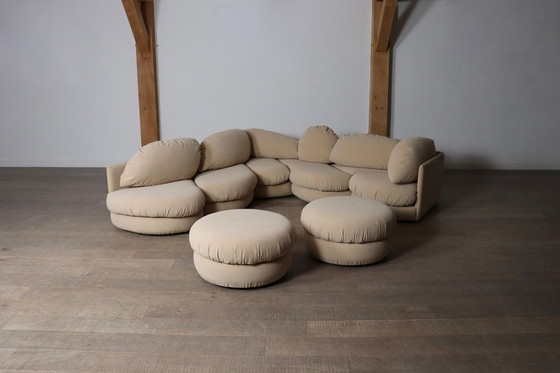 Image 1 of Sculptural Sofa in Beige by Wiener Werkstätte, Austria 1970s
