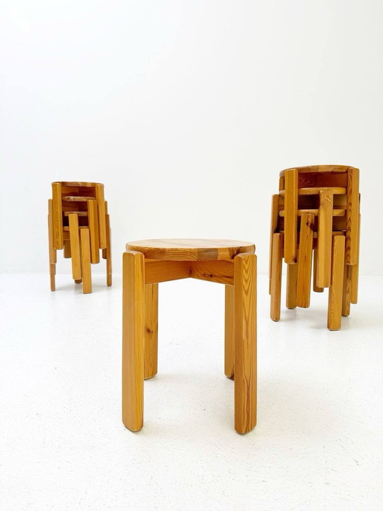 Image 1 of 9 Baumwritter stool made of pine wood, Sweden 1960s