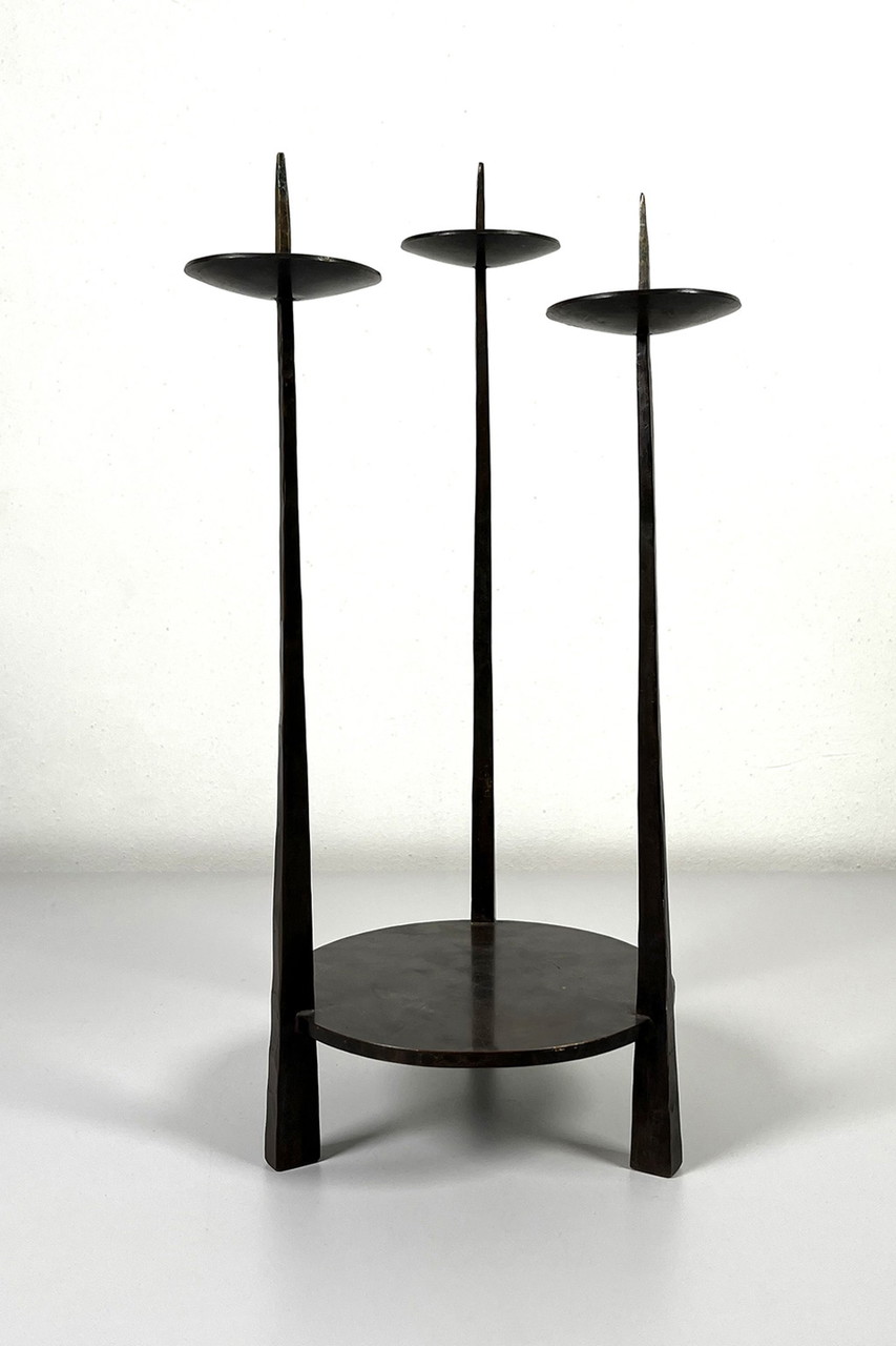 BOUGEOIR ANCIEN CHANDELIER REGULE ? BRONZE ? Gravé JL