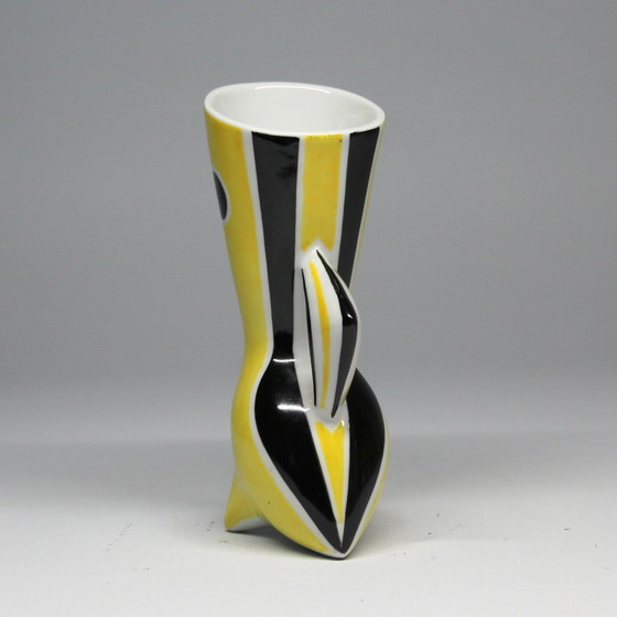 Image 1 of Vintage Vase - "Wasp" B&W Series - János Török - Zsolnay - 1950