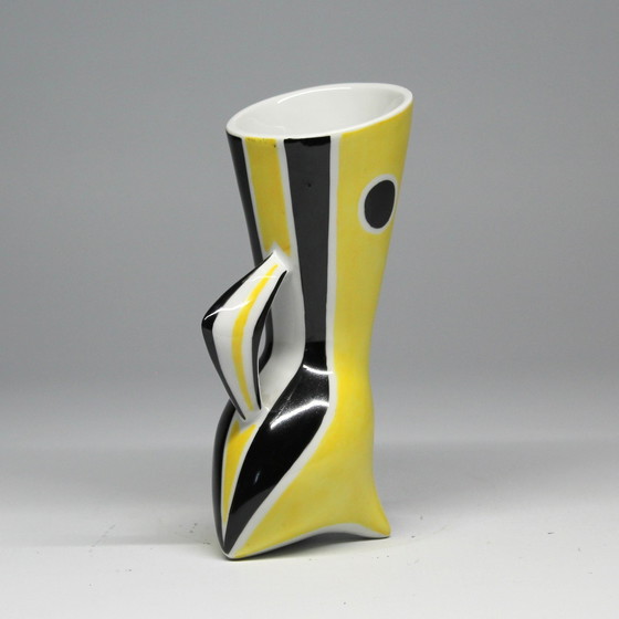 Image 1 of Vintage Vase - "Wasp" B&W Series - János Török - Zsolnay - 1950