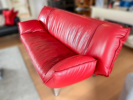 E Sale: Leolux Tango 2-Seater Red Leather Designer Sofa