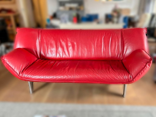 E Sale: Leolux Tango 2-Seater Red Leather Designer Sofa