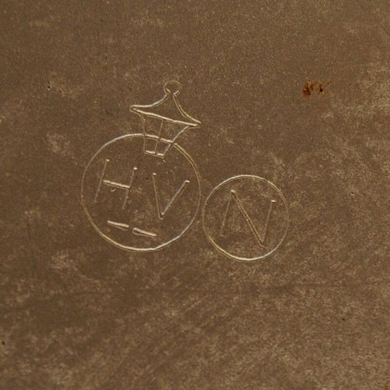 Image 1 of Coppia di lampade da tavolo vintage in vetro opalino e ottone di Høvik, Norvegia 1956