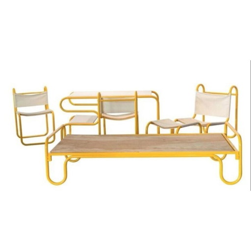 Tubular steel lounge set by Michel Hamon