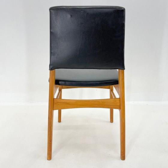 Image 1 of Set of 6 vintage leatherette and wood chairs, Czechoslovakia 1960s