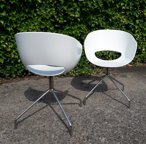 2 Design plastic tub chairs with chrome base