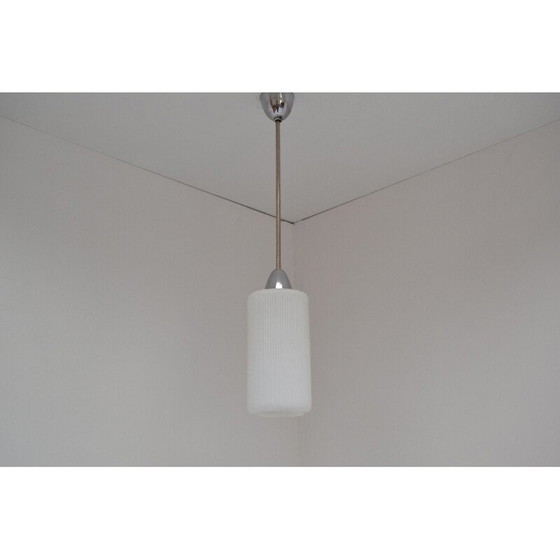Image 1 of Lampada a sospensione vintage in vetro e metallo, Cecoslovacchia 1970