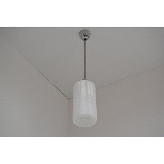 Image 1 of Lampada a sospensione vintage in vetro e metallo, Cecoslovacchia 1970