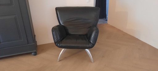 Leolux Panta Rhei Black Leather Armchair