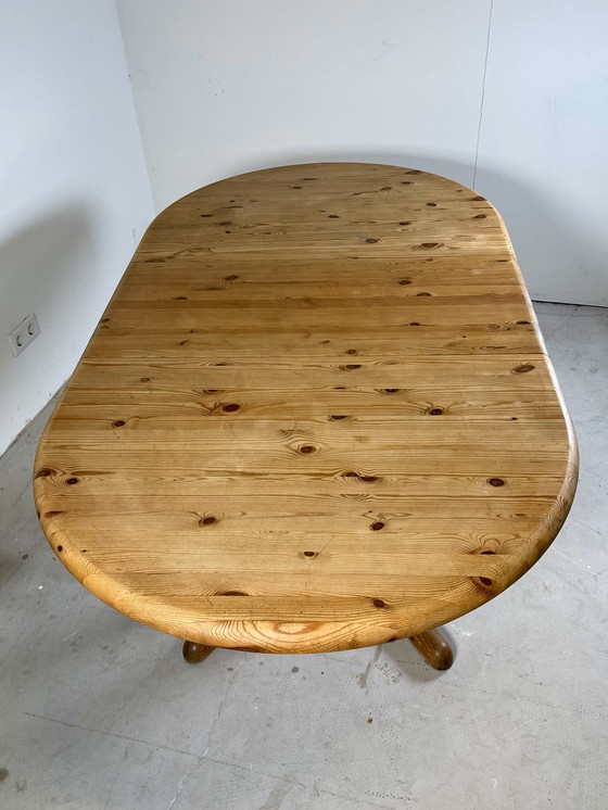 Image 1 of Oval Pine Dining Table With Extension, Scandinavian