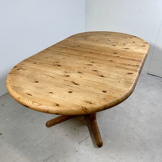 Image 1 of Oval Pine Dining Table With Extension, Scandinavian