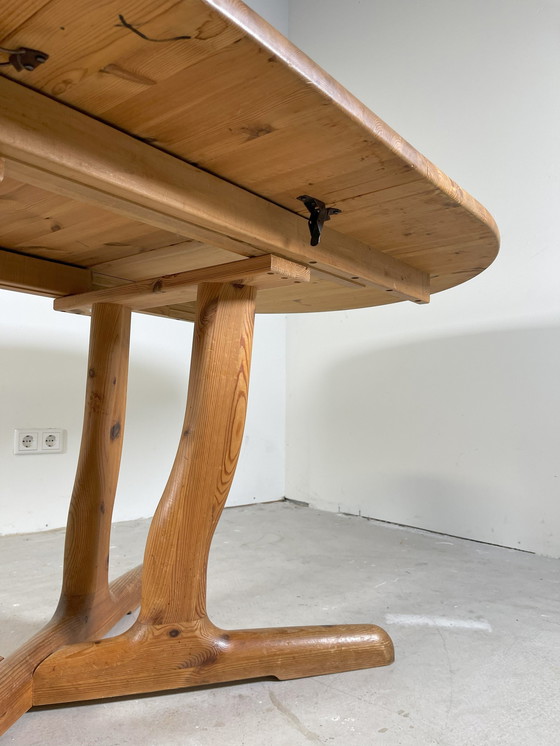 Image 1 of Oval Pine Dining Table With Extension, Scandinavian