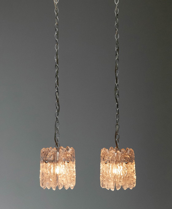 Image 1 of 3x Orrefors Carl Fagerlund hanging lamps