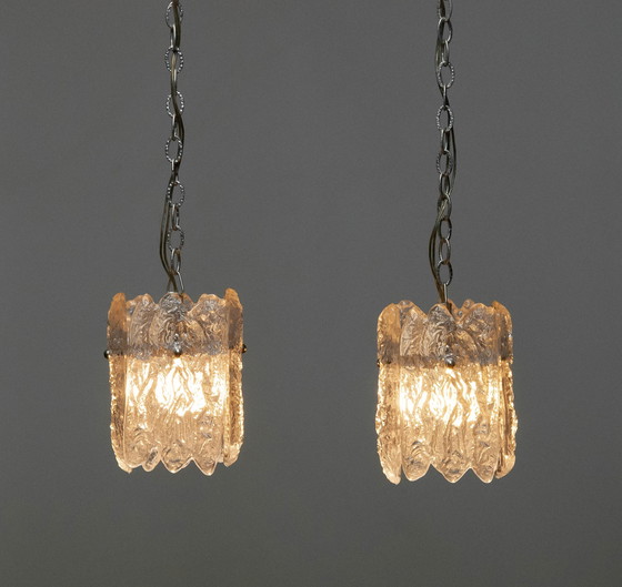 Image 1 of 3x Orrefors Carl Fagerlund hanging lamps