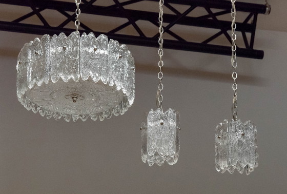 Image 1 of 3x Orrefors Carl Fagerlund hanging lamps