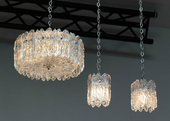 Image 1 of 3x Orrefors Carl Fagerlund hanging lamps