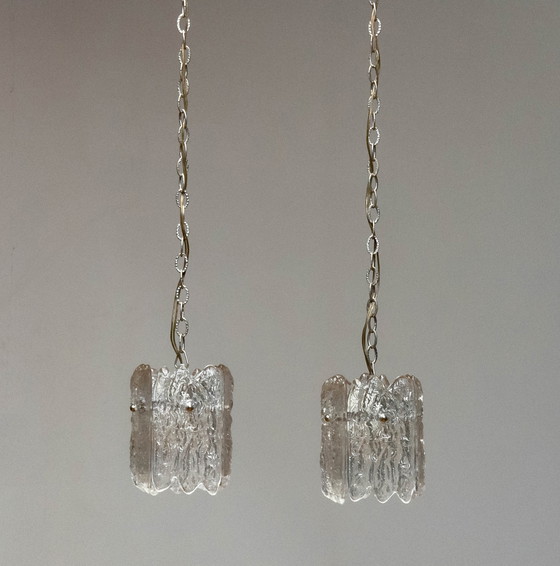 Image 1 of 3x Orrefors Carl Fagerlund hanging lamps