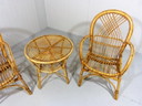 2x Vintage bamboo chairs with table