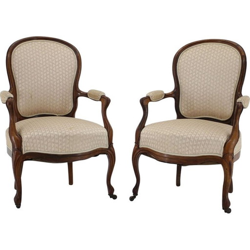 Pair of vintage Danish Rococo armchairs, 1900s