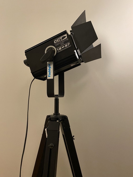 Image 1 of Industrial Theater Spot On Adjustable Wooden Tripod - Dimmable Led