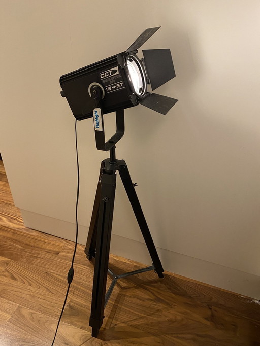 Industrial Theater Spot On Adjustable Wooden Tripod - Dimmable Led