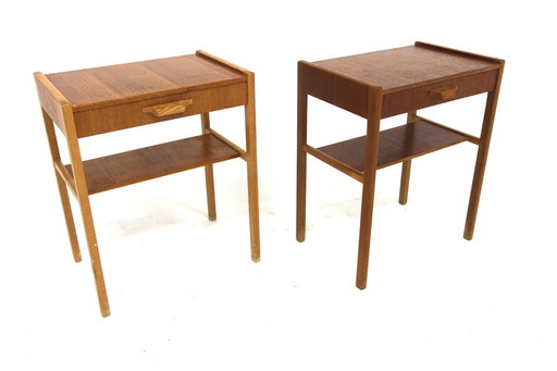  Set Of 2 Teak And Oak Bedside Tables, Sweden, 1960