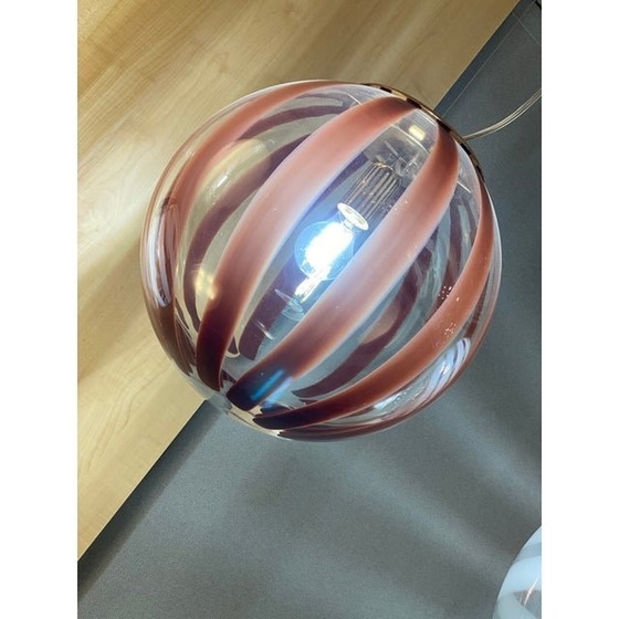 Image 1 of Contemporary Transparent And Brown Sphere Pendant In Murano Glass