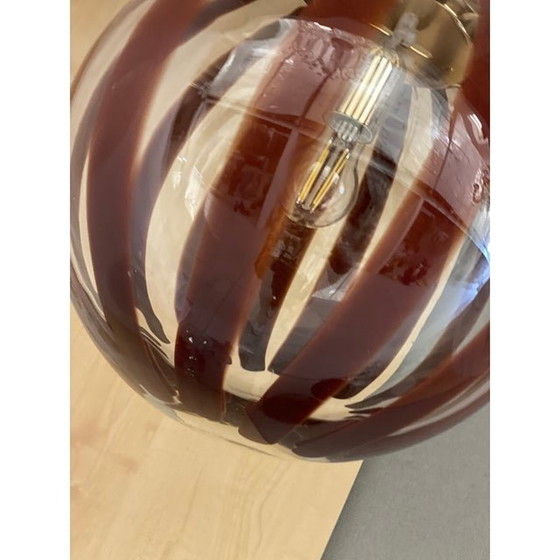 Image 1 of Contemporary Transparent And Brown Sphere Pendant In Murano Glass