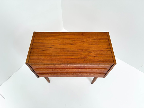 Image 1 of Mid-Century Teak Veneer Chest Of Drawers – Scandinavian Minimalist Design