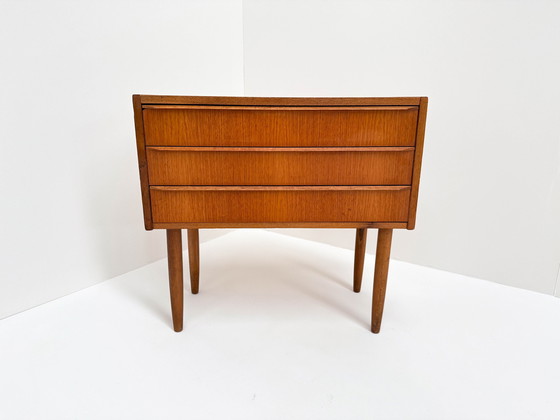 Image 1 of Mid-Century Teak Veneer Chest Of Drawers – Scandinavian Minimalist Design